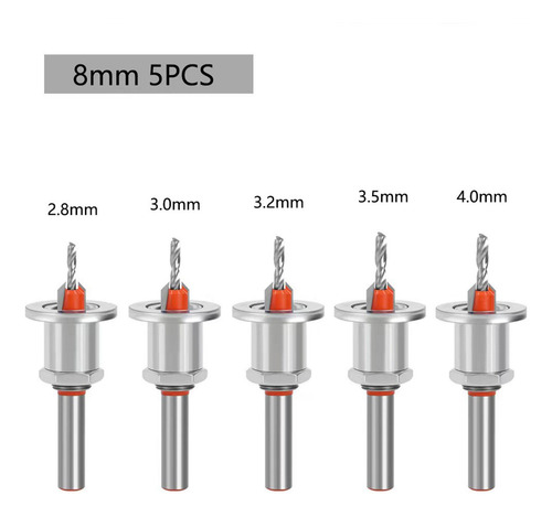 5x Brocas Avellanadoras Brocas Cónicas De 8mm Para Taladrar