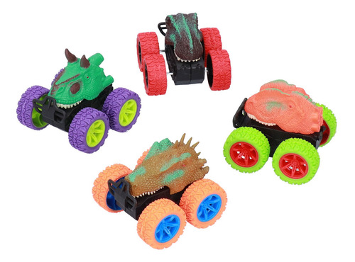 Coches Modelo Dinosaurio, 4 Unidades, Pequeños Y Lindos Colo