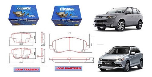 Kit  Pastilha Diant+tras Cobreq Mitsubishi Outlander 2017