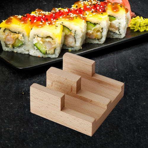 Wood Sushi Soporter Sirving Bandeja Rústica 2 Cuadrícula