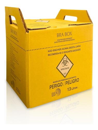 Coletor Descartável Perfuro Cortante 13lt. Bra Box Kit 1un