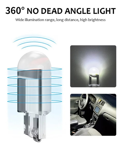 2 Ampolletas Led Cristal Cola De Pez T10 Alta Potencia