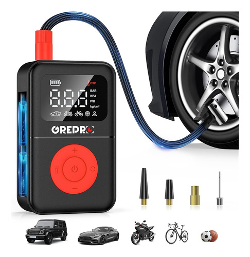 Compresor De Aire Portátil Con Inflador De Neumáticos Grepro Black Grepro Grepro