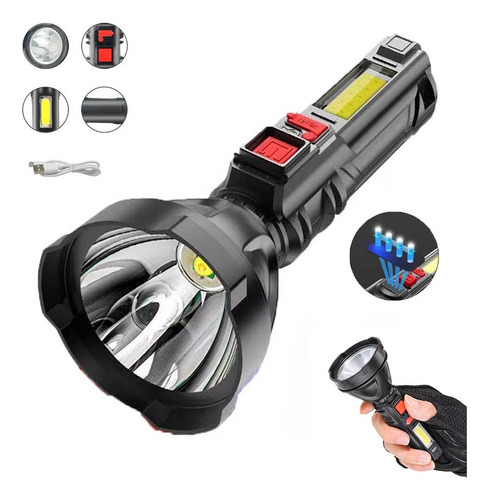 Linterna Táctica Superbrillante Con Carga Usb, Linterna De E