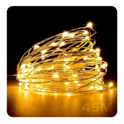 Imagen 1 de 10 de Alambre Luces Led 45 Metros Calido Exterior 220v Navidad