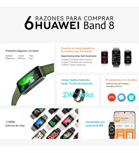 Smartwatch Huawei Band 8 1.47' Batería Hasta 14 Días Naranja Color de la  caja Negro Color del bisel Negro Diseño de la correa Deportivo