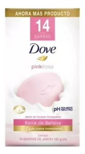 Jabón En Barra Dove Pink 14 Pzas De 135 G C/u
