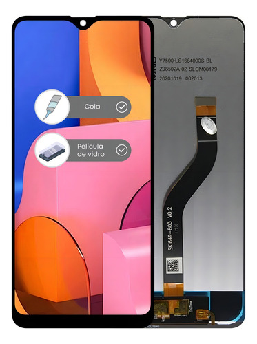 Frontal Tela Display Touch A20s A207m Ds + Cola + Pelicula Cor Preto