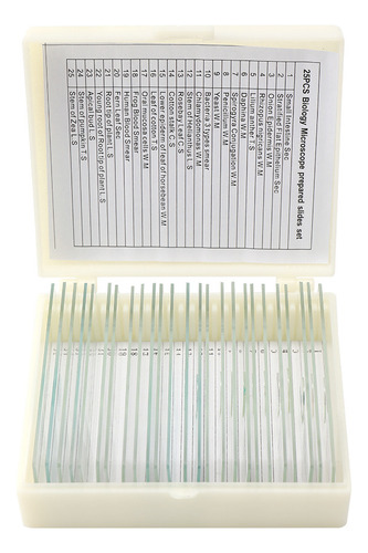 Kit De Muestras Biológicas Preparadas Para Microscopio 25 U.
