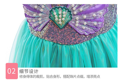 Sirena Cos Princesa Vestidos Niñas Vestidos Fiesta Falda