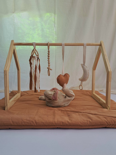 Gimnasio De Madera Para Bebes Estilo Montessori Canela