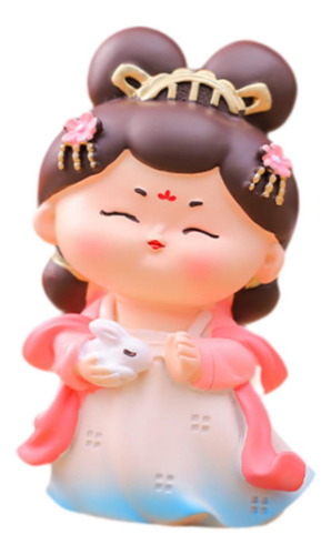 Figura De Niña , Muñeca De Escritorio, Con Conejo