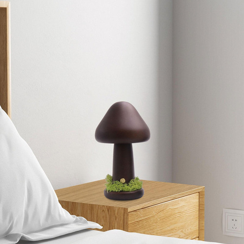 Lámpara De Hongo, Adorno De Mesa, Luz Led De Marrón Oscuro