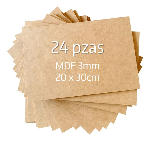 24 Piezas De Mdf Trupan 3mm. 20x30 Cm Ideal Para Corte Láser