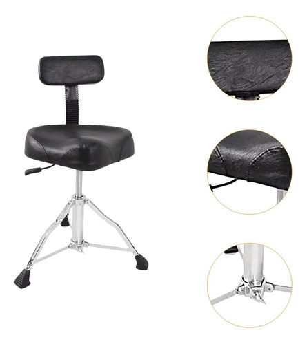 Asiento De Batería Con Respaldo, Taburete De Batería Con