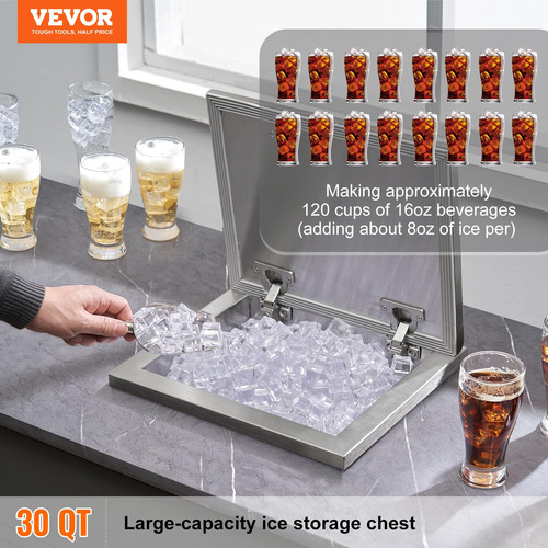 Enfriador De Hielo Vevor Drop In Ice Cofre De Acero Inoxidab