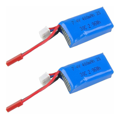 Paquete De 2 Baterías Lipo De 400 Mah 2s 7,4 V 30 C Con Ench