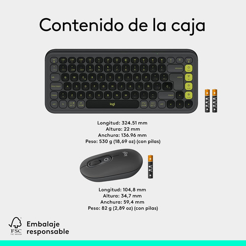 Teclado+mouse Logitech Pop Icon Bluetooth Black