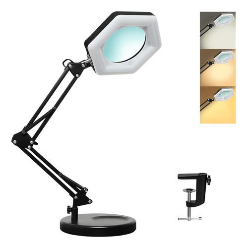 Lupa Luz Y Soporte, Lámpara De Escritorio Lupa Led Dim...