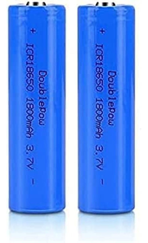 Kiroja Brand-new3.7v18650 1800mah Icr Gran Capacidad, Larga Vida, Con Botón Superior, Para Lámpara, 65 X 18 Mm, Azul, Paquete De 2