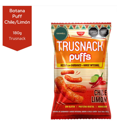 Botana Puffs Chile Limon S/gluten 180g Trusnack Tipo Cheeto