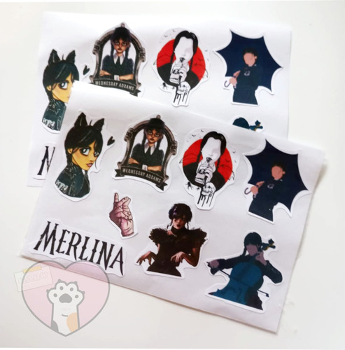 Stickers Papel X 6 Planchas Para Souvenir Merlina Wednesday