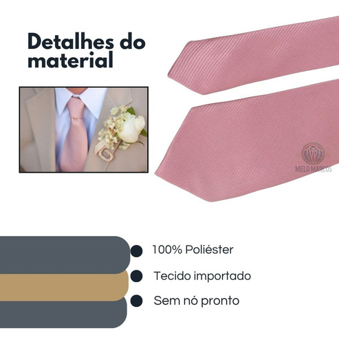 Kit 7 Gravatas Masculina Premium Várias Cores Padrinhos