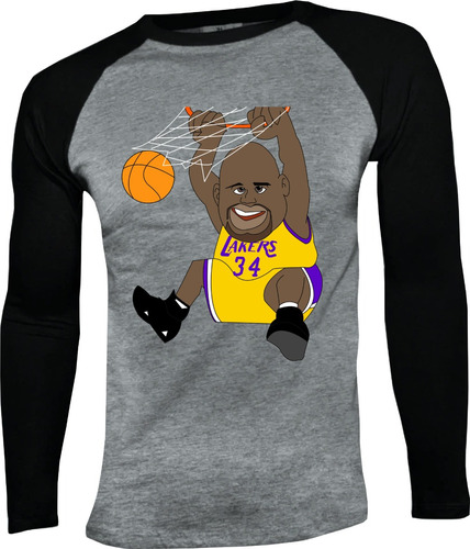 Camiseta Lakers Art Manga Larga Camibuso Raglan Cs