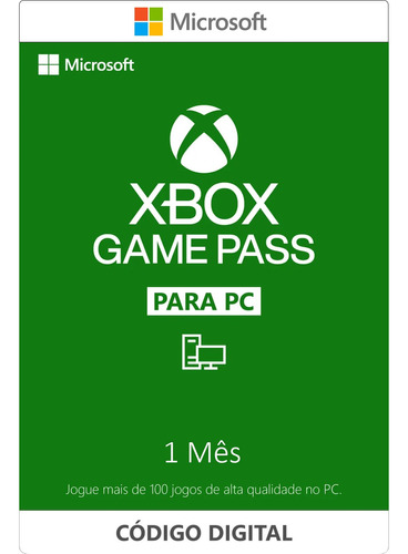 Xbox Game Pass Pc 1 Mês Código De 25 Dígitos Brasil