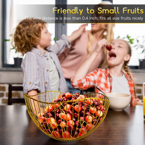Dmar Wire Fruit Basket Gold Fruit Bowl For Kitchen Counte...