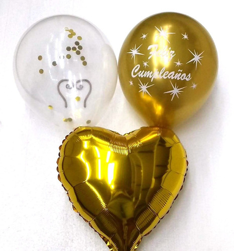 Set Globos Metalizados Oro Y Plata 3 U. - 5 Soles Cotillón