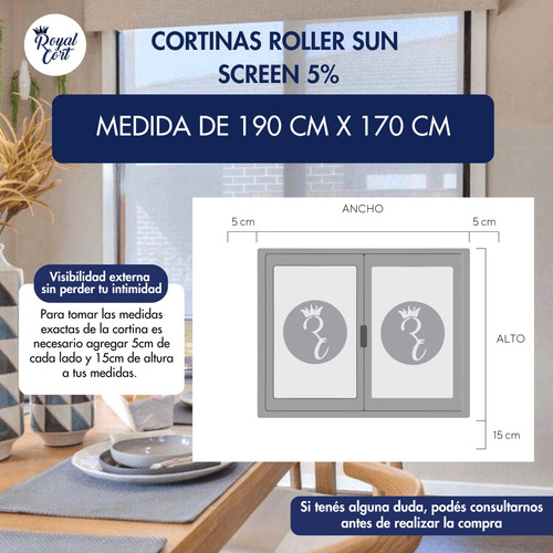 Cortina Roller Sun Screen 5% Standard 190x170 Cm Translucida Natural