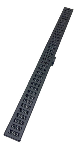Ralo Banheiro Linear 5x70 Cm Grelha Aluminio Preto Com Tela