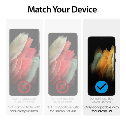 Imagen 8 de 10 de Vidrio Templado Samsung S21 Whitestone Dome Glass Pack X 2