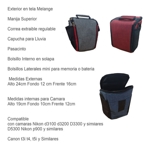Imagen 3 de 3 de Estuche Para Camara Nikon Canon Sony Fuji Melange Gr