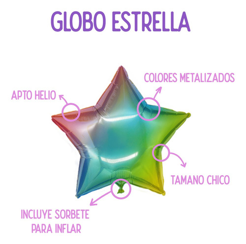 Globos Metalizados Estrella Cotillon Fiesta Colores Lisos X6