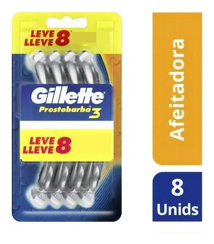 Gillette Prestobarba3 rastrillo con 3 hojas por 8 unidades extra suave