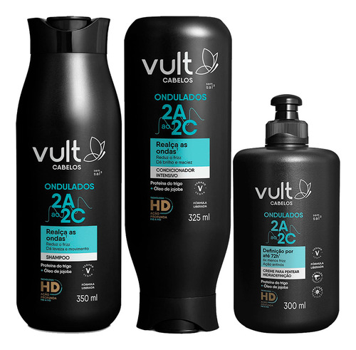Kit Shampoo Condicionador E Creme Ondulados 2a 2b 2c Vult
