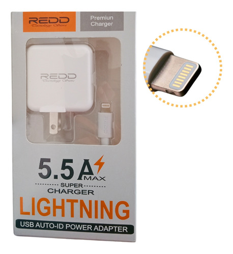 Cargador Blanco De Pared 5.5a Lightning Compatible Con Iphon