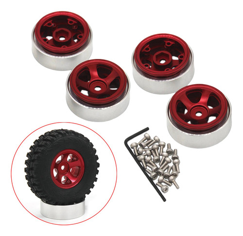 1:18 Cubo Da Roda Aro Estável Resistente Rodas Vermelho