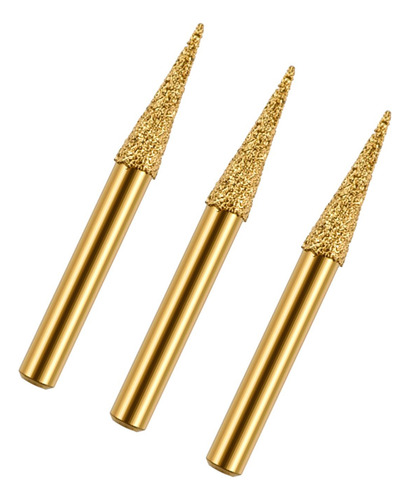 3x Rebolos Bit Diamante Rebarba Broca Cone Forma Cabeça 6mm