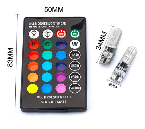 Kit Bombillos Led Cocuyos T10 Rgb + Control Remoto + Batería