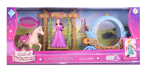 Imagen 2 de 9 de Carruaje Y Princesa Con Luz Y Sonido Simil Princesas Disney