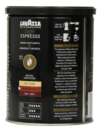 Lavazza Caffe Espresso Café Molido Latas De 8oz Paquete De 3