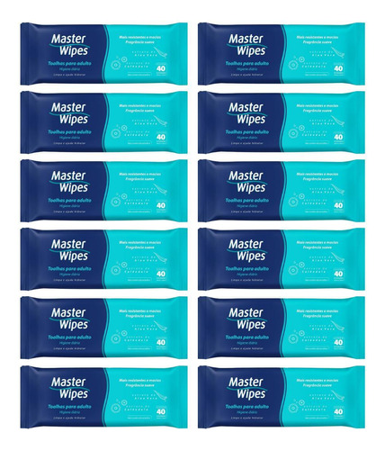 Toalha Higiênica Umedecida Adulto Master Wipes Com 480 Unid