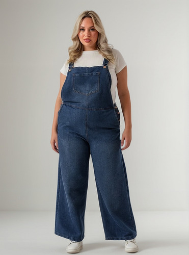 Jardinero Enterito De Jean Wide Leg Talles Grandes