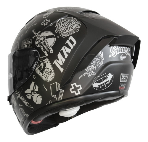 Casco Para Moto Kov Aircut Smash Plata Negro Mica Plata