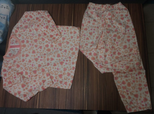 Pijama Invernal Para Niña Rosa Corazones Cfd