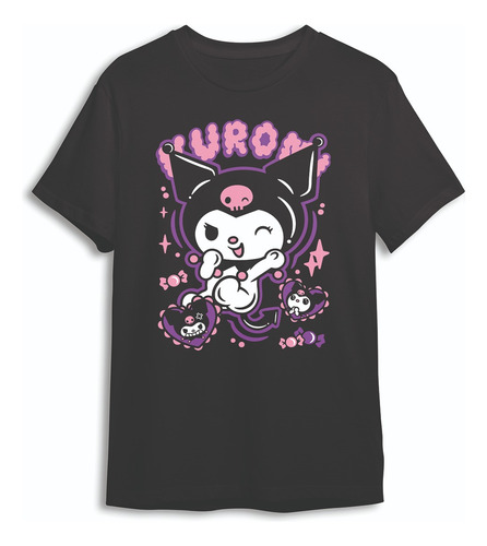 Playera Negra Estampado Kuromii Coneja Unisex