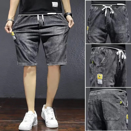 Pantalones Cortos Casuales De Mezclilla De Mezcla De Algodón